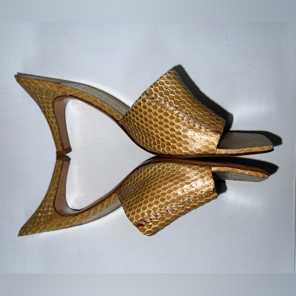 Salvatore Ferragamo tan Snake Skin-Leather slide on Heels - Picture 2 of 8